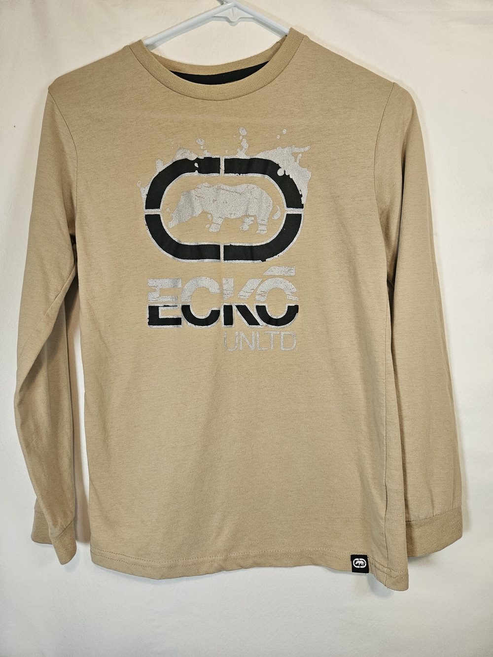 Ecko Unlimited Tan Long Sleeve Tee with Black & Silver Logo